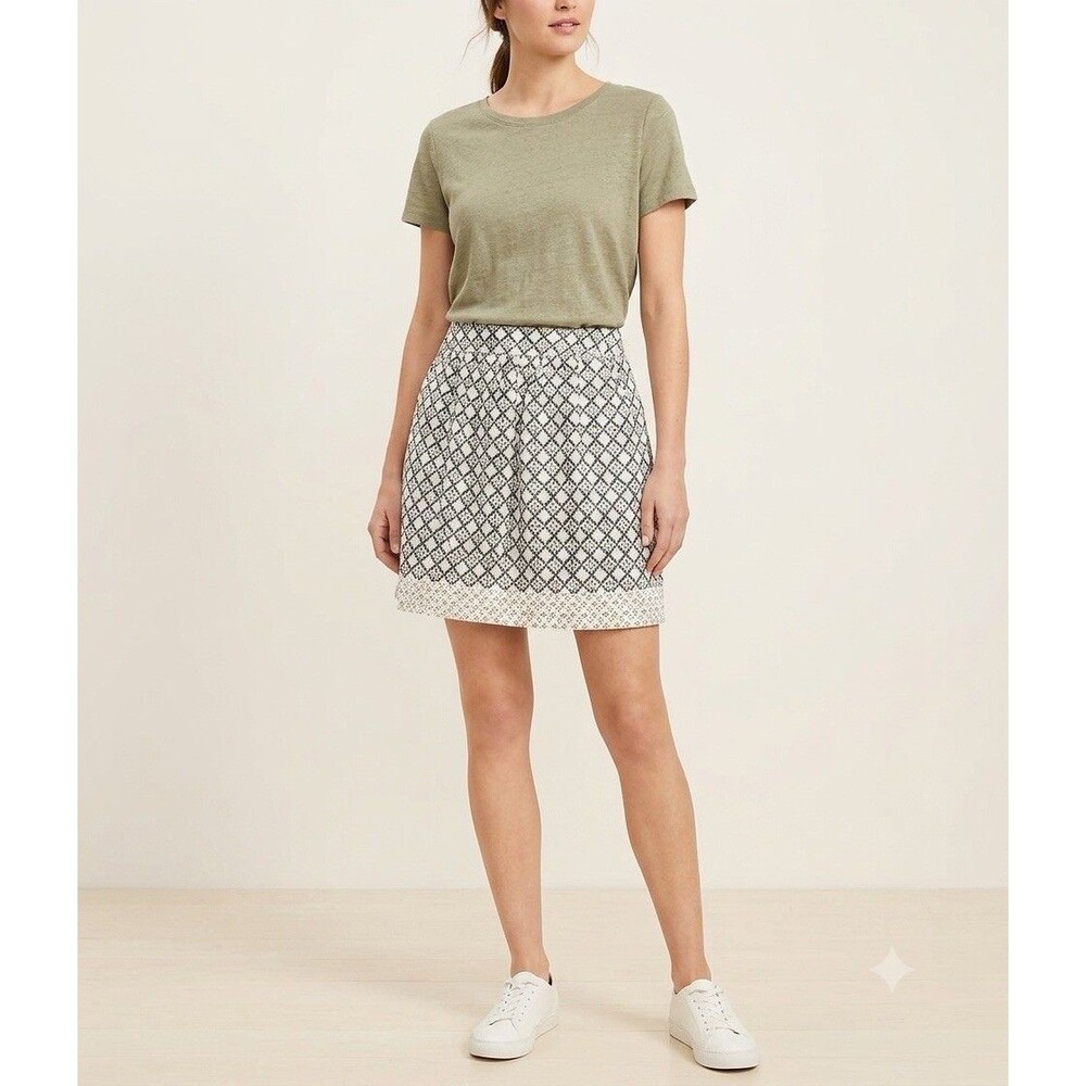 Loft Size 2 Geometric Linen Blend Pheasant Cottagecore Skirt Academia